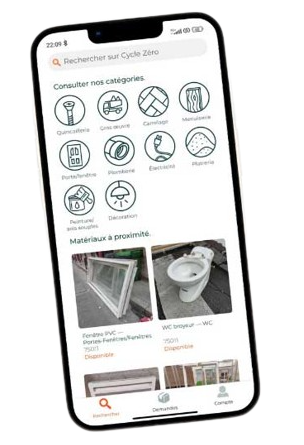 Appli Cycle Zéro - récupérer les matériaux sur les chantiers gratuitement