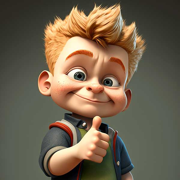 Midjourney : Ce petit bonhomme a été réalisé dans un style Cartoon avec l'intelligence artificielle