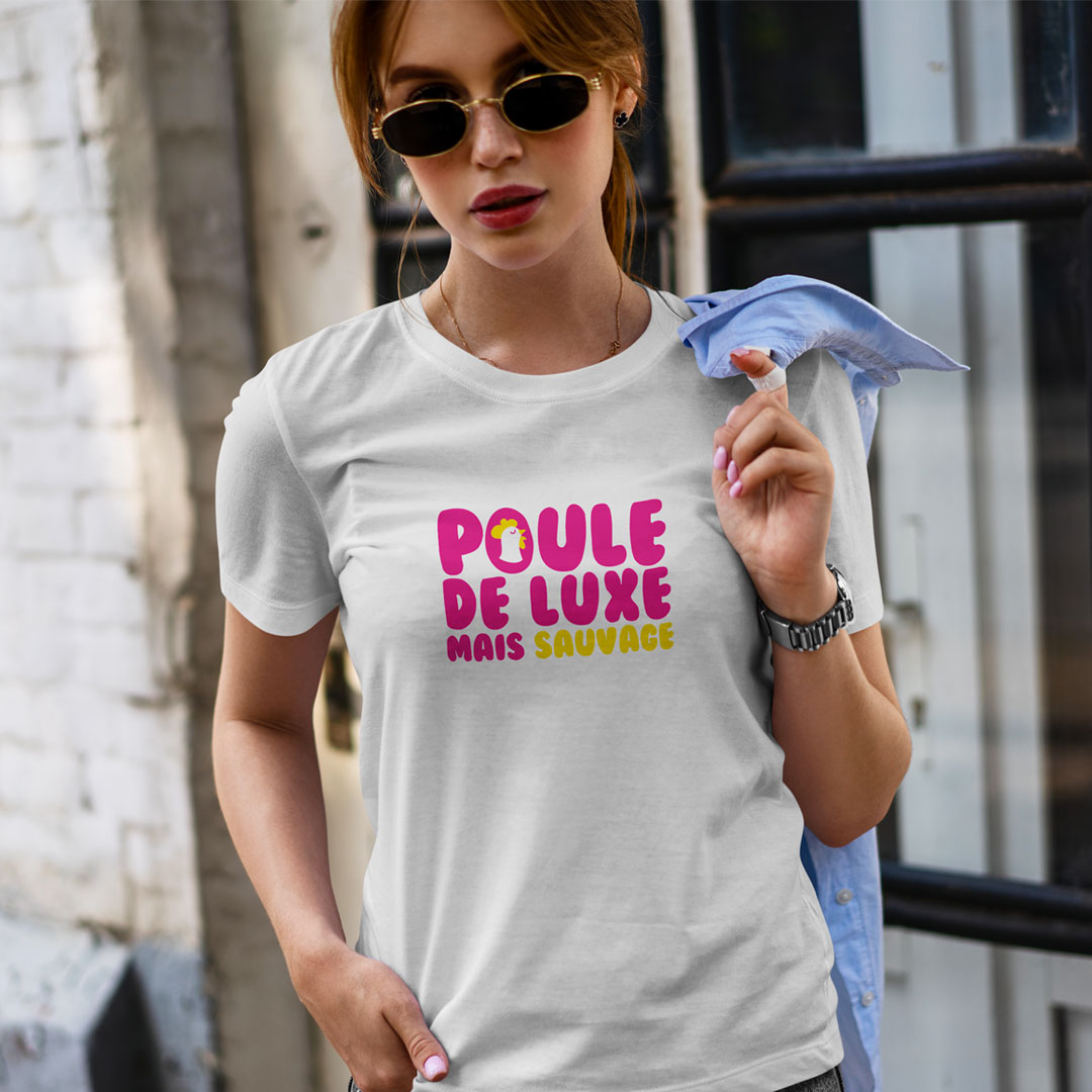 Poule de Luxe Mais Sauvage by CD-MENTIEL STORE - Tshirt blanc Femme