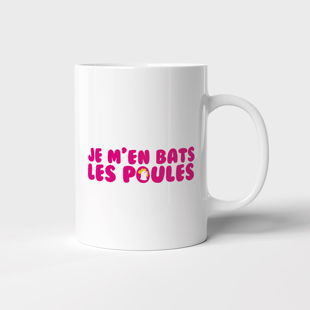JE M'EN BATS LES POULES by CD-MENTIEL STORE - Mug Blanc céramique 