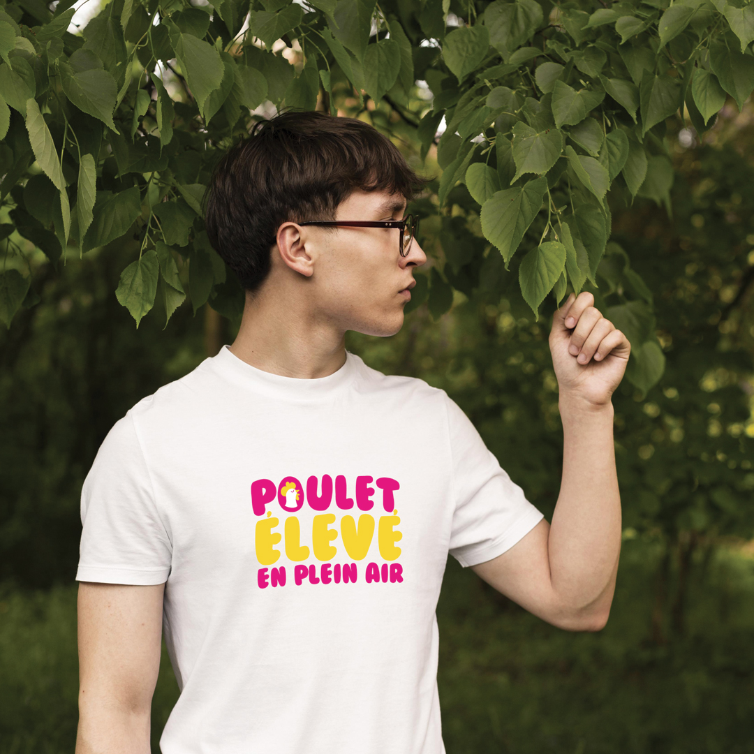 Tshirt Blanc Poulet élevé en plein air BY CD-MENTIEL STORE