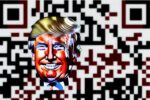 QR code artistique avec Donald Trump, généré par intelligence artificielle.
