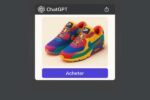 Mock-up d’une page web ChatGPT avec achat de produit en ligne intégré via l’IA