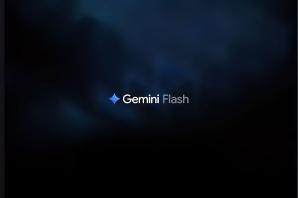 Visuel du logo Gemini Flash sur fond sombre, représentant l’intelligence artificielle rapide et multimodale de Google