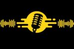 Visuel jaune et noir avec un micro stylisé et des ondes sonores, illustrant un podcast IA généré avec NotebookLM pour raconter l’histoire de CD-MENTIEL.