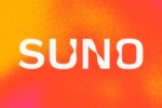 Logo SUNO sur fond orange dégradé, outil d’intelligence artificielle pour créer de la musique