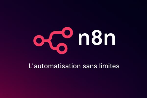 Illustration graphique représentant la plateforme n8n avec son logo, outil no-code d’automatisation des workflows
