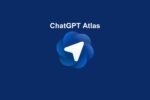 Logo officiel de ChatGPT Atlas sur fond bleu, représentant l’innovation d’OpenAI dans la navigation et la recherche IA.