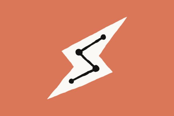 Logo de Claude CoWork représentant un éclair stylisé blanc avec un tracé de points noirs sur fond orange terre cuite, incluant le texte Claude CoWork.